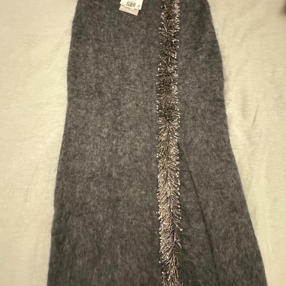 H&M Edition Beaded Detail Maxi dark grey sweater skirt, new with tags, s + m - Picture 5 of 9